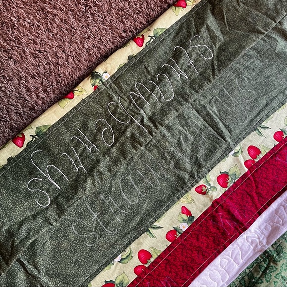 Handmade Strawberrys Yum Small Quilt 47.5" x 52.5" Lap Quilt - Picture 10 of 11